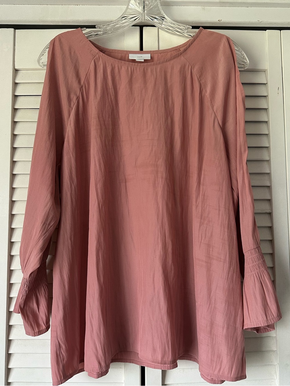 J. Jill Women's Dusty Rose Long Sleeve Smocked Cuff Top
